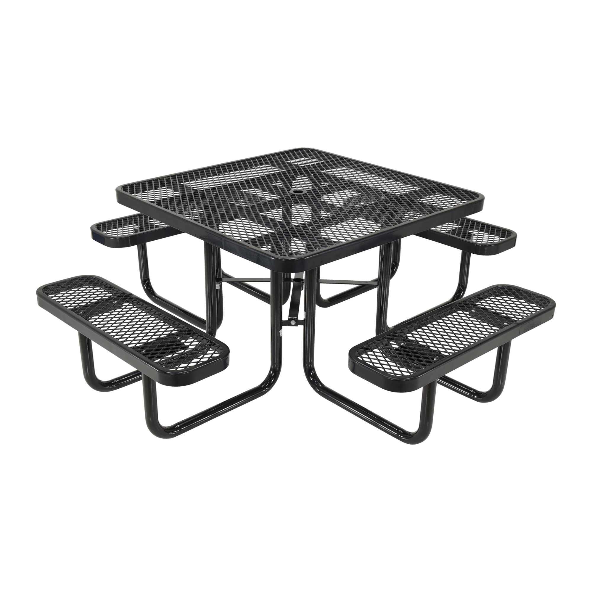 Vestil Steel Mesh Picnic Table, Square, Black, 29in.H, Model# PT-MX-ST-46-BK